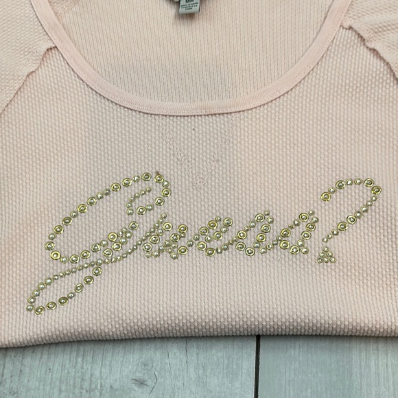 Guess Pink Scoop Neck Long Sleeve Top - Picture 4 of 5